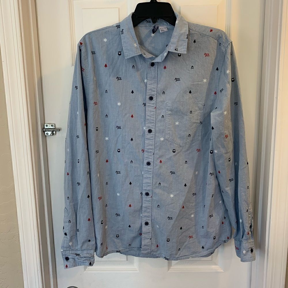 Berry Xmas Button Down Shirt by Divided